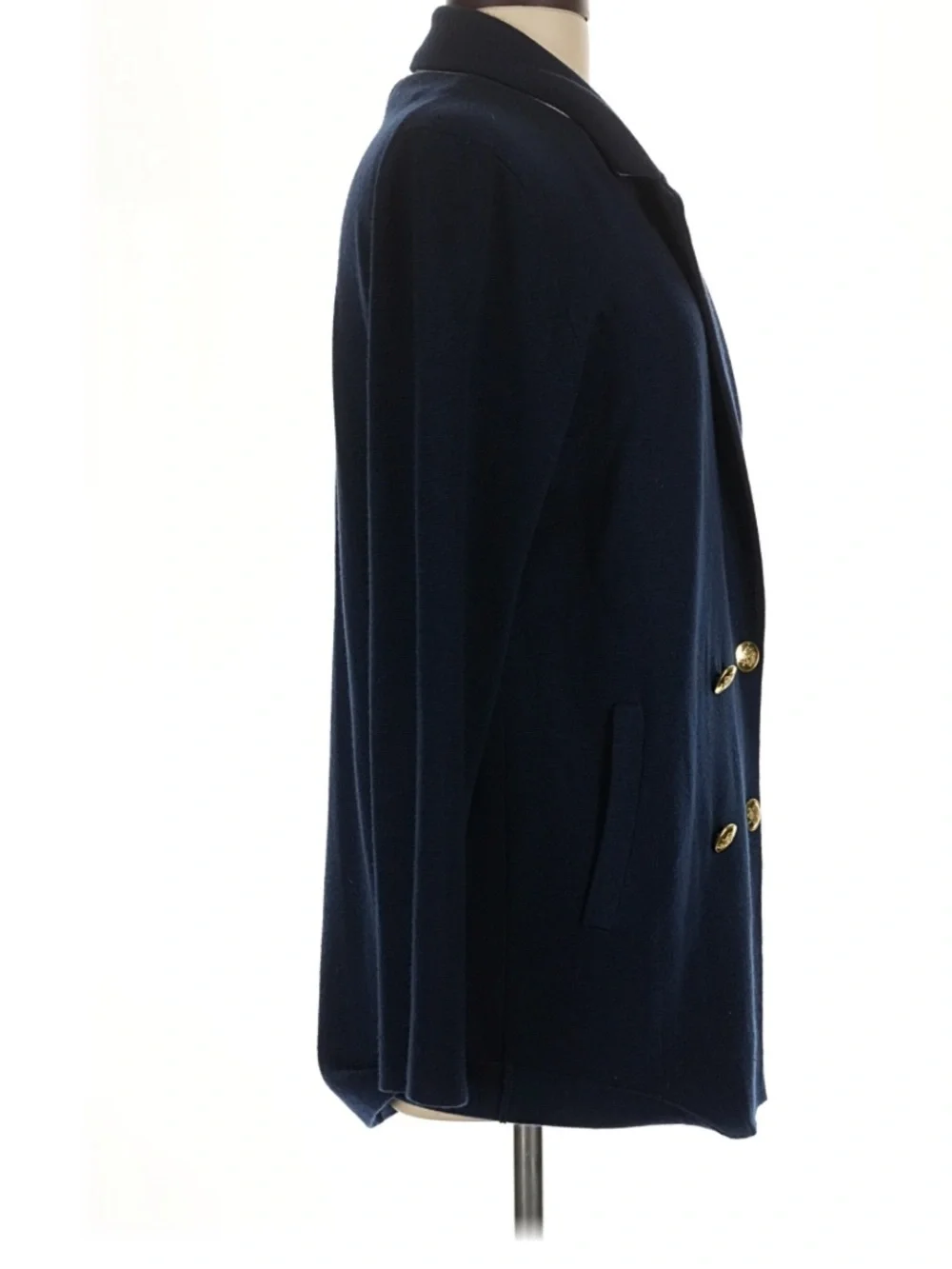 J. CREW Double Breasted Navy Wool Jacket Gold Buttons Size medium